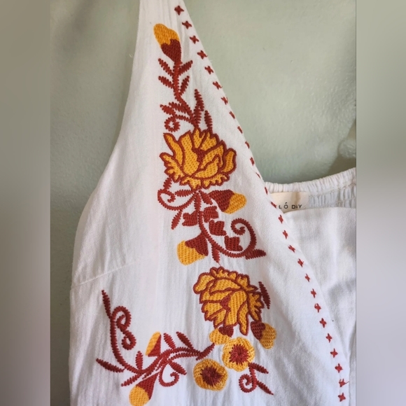 Small Floral Embroidered Navy Striped Dress by MELLODAY - Picture 5 of 6